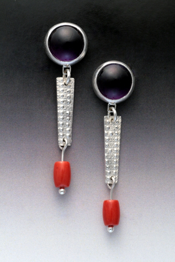 Click to view detail for MB-E404 Earrings Amethyst Urchins $580